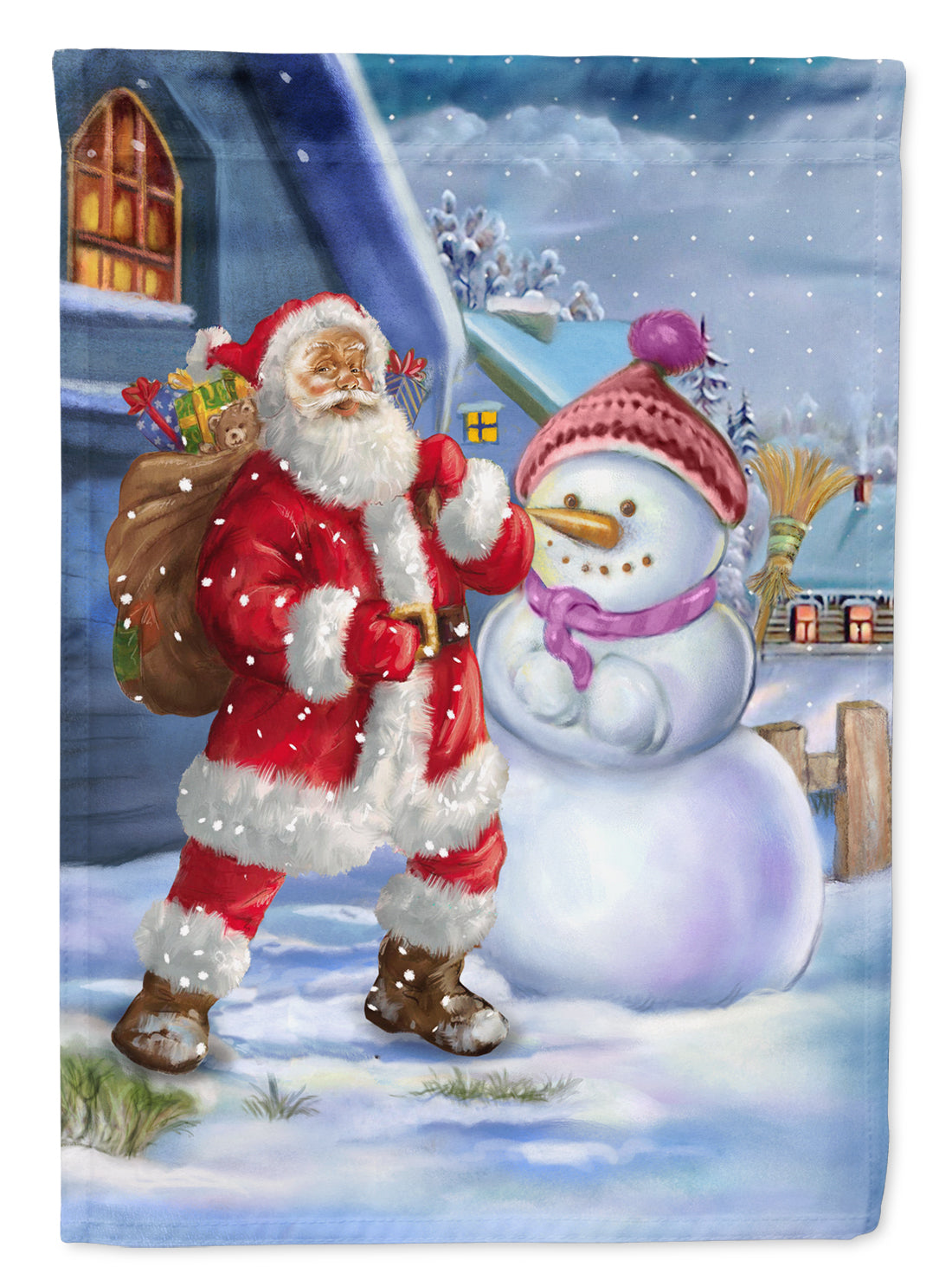 Christmas Santa Claus and Snowman Flag Canvas House Size APH6200CHF  the-store.com.