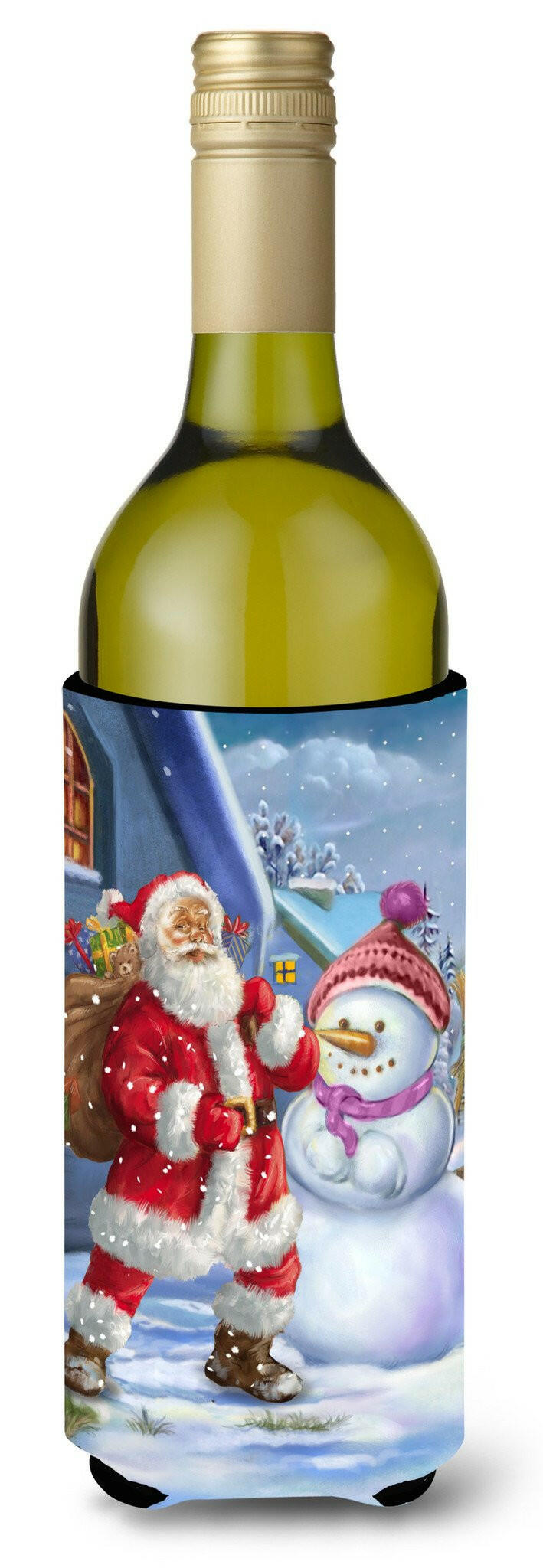Christmas Santa Claus and Snowman Wine Bottle Beverage Insulator Hugger APH6200LITERK by Caroline's Treasures