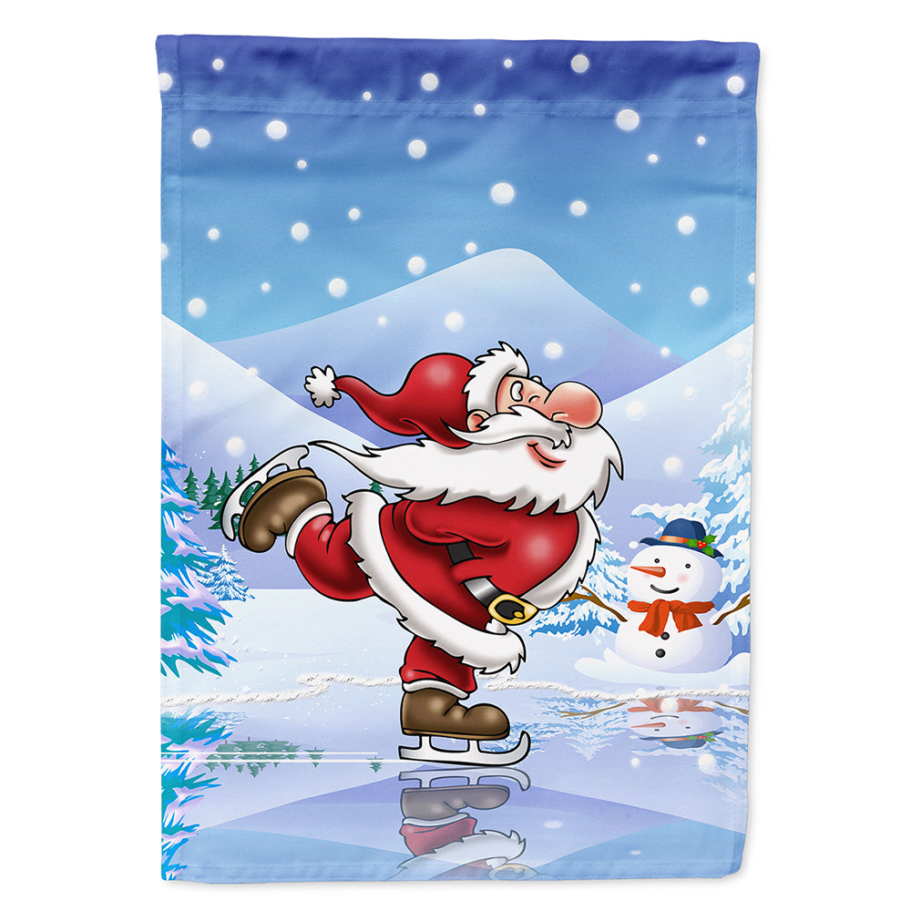 Christmas Santa Claus Ice Skating Flag Canvas House Size APH6386CHF  the-store.com.