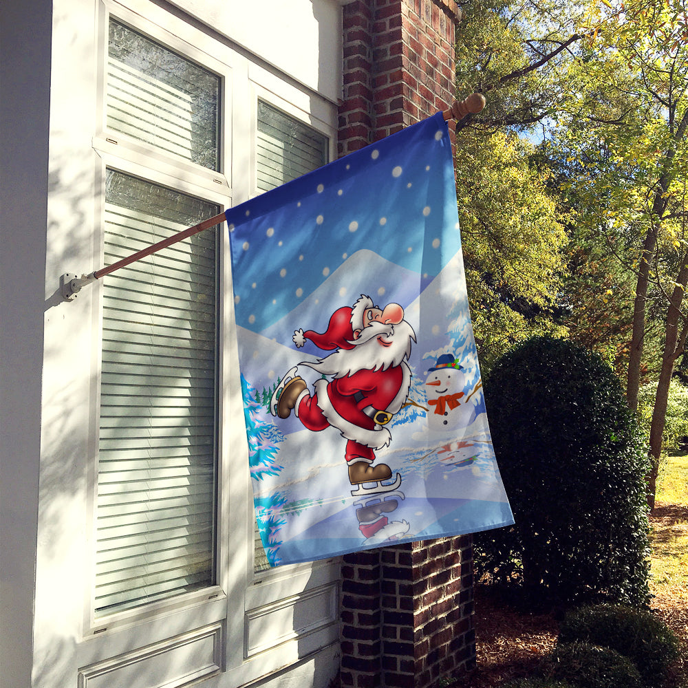 Christmas Santa Claus Ice Skating Flag Canvas House Size APH6386CHF  the-store.com.