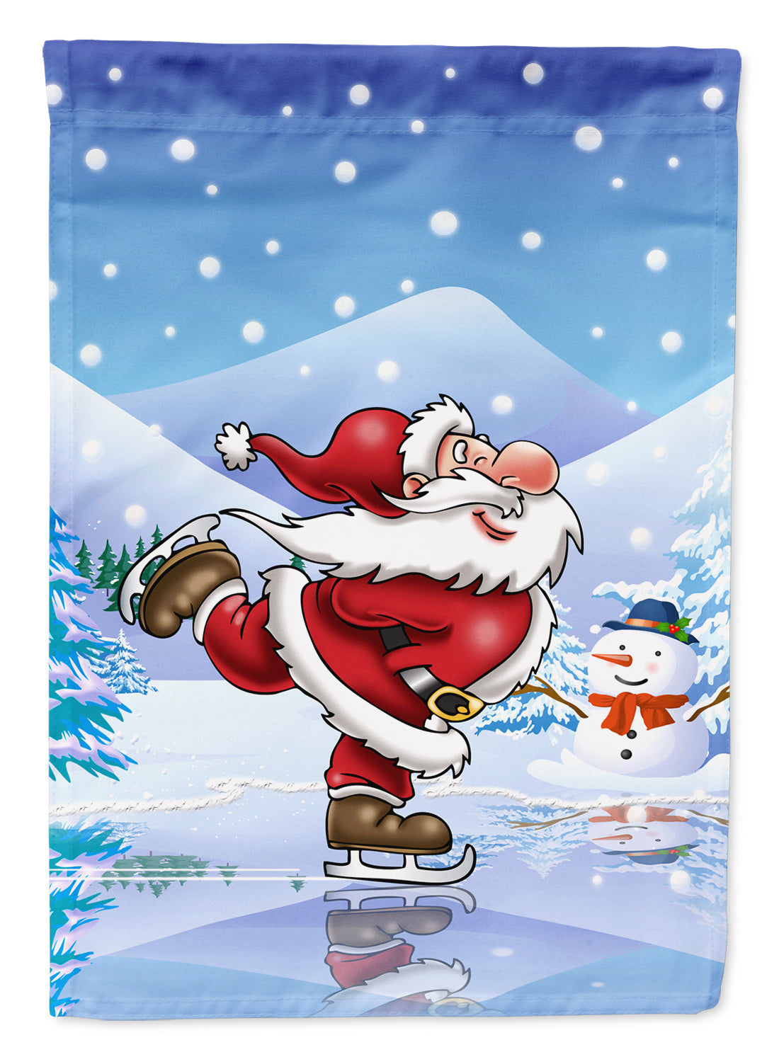 Christmas Santa Claus Ice Skating Flag Garden Size APH6386GF.