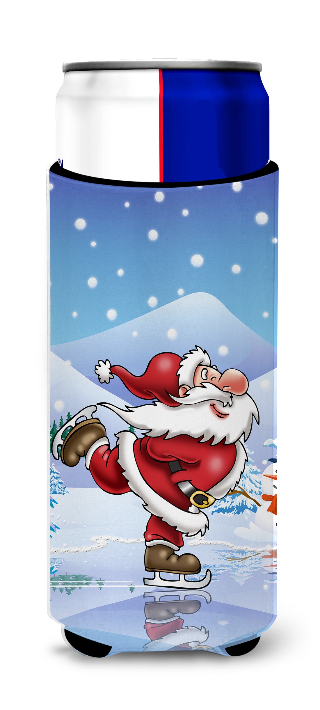Christmas Santa Claus Ice Skating Ultra Beverage Insulators for slim cans APH6386MUK  the-store.com.