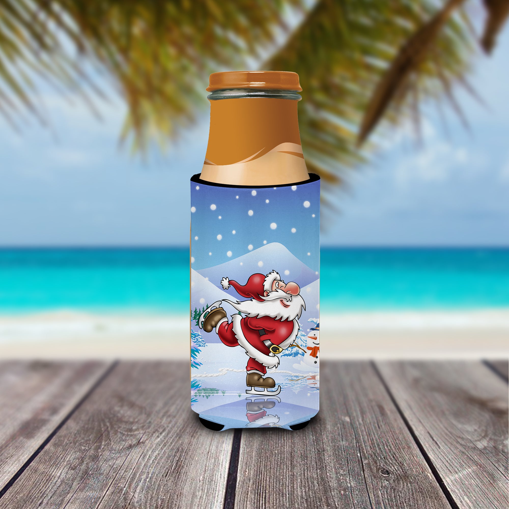 Christmas Santa Claus Ice Skating Ultra Beverage Insulators for slim cans APH6386MUK