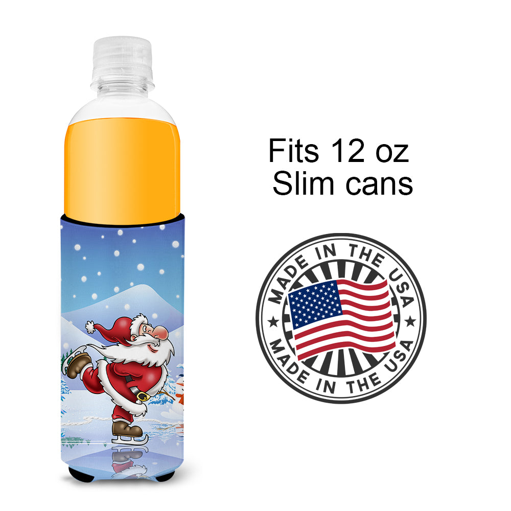 Christmas Santa Claus Ice Skating Ultra Beverage Insulators for slim cans APH6386MUK  the-store.com.
