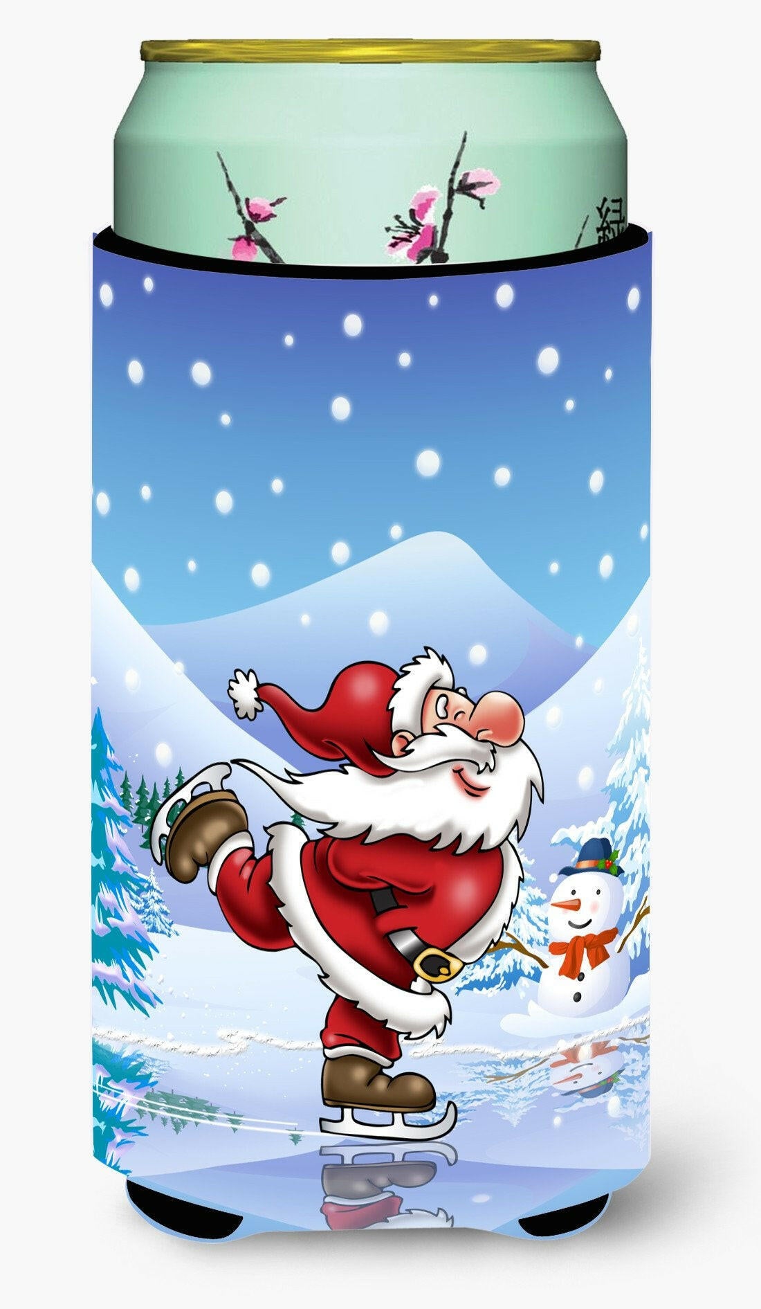 Christmas Santa Claus Ice Skating Tall Boy Beverage Insulator Hugger APH6386TBC by Caroline&#39;s Treasures