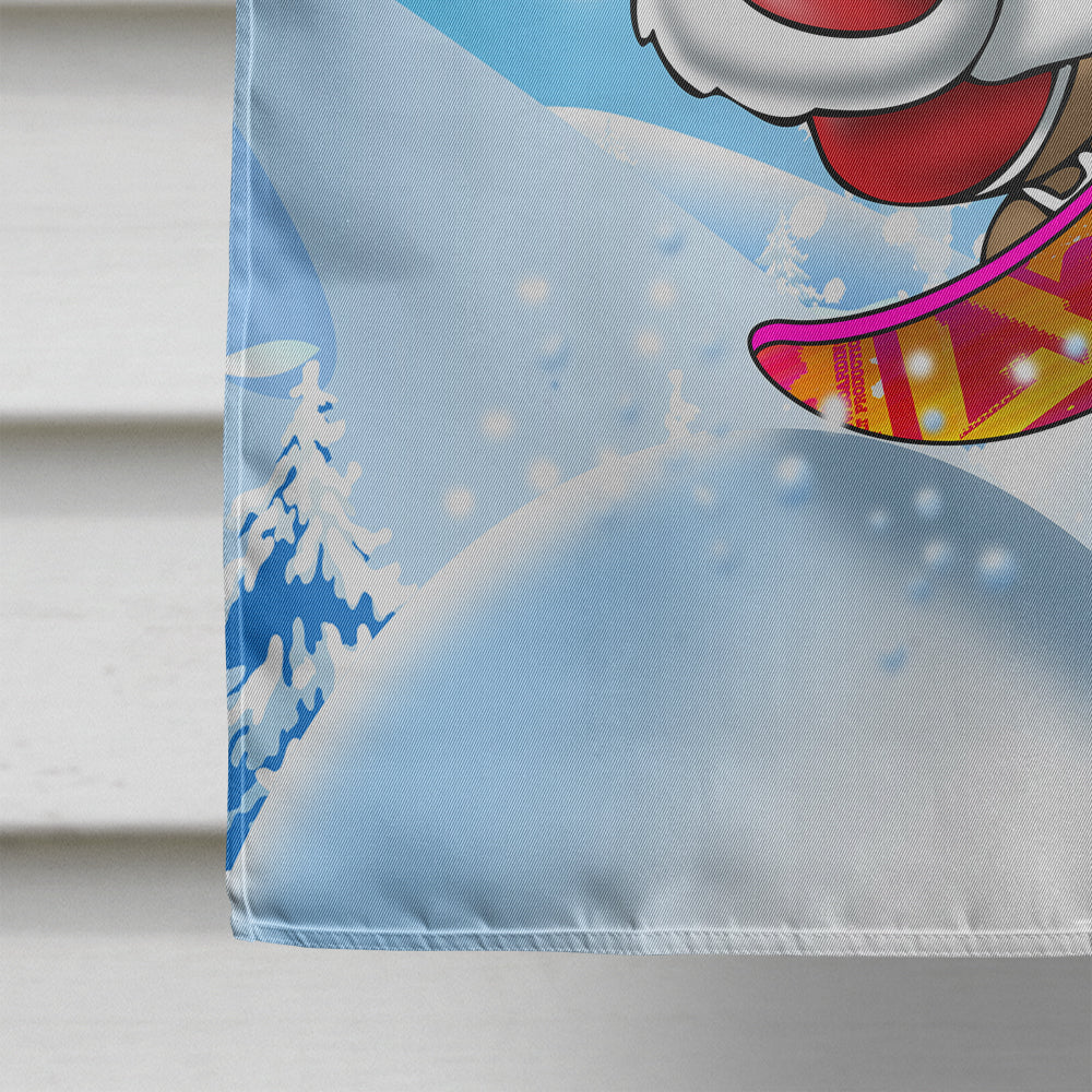 Christmas Santa Claus Snowboarding Flag Canvas House Size APH6388CHF  the-store.com.