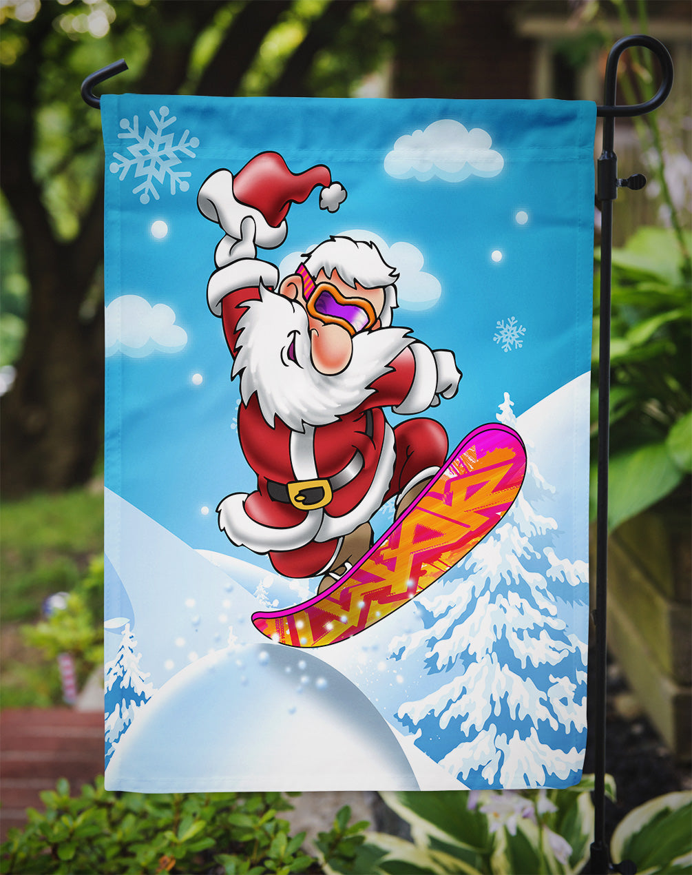 Christmas Santa Claus Snowboarding Flag Garden Size APH6388GF.