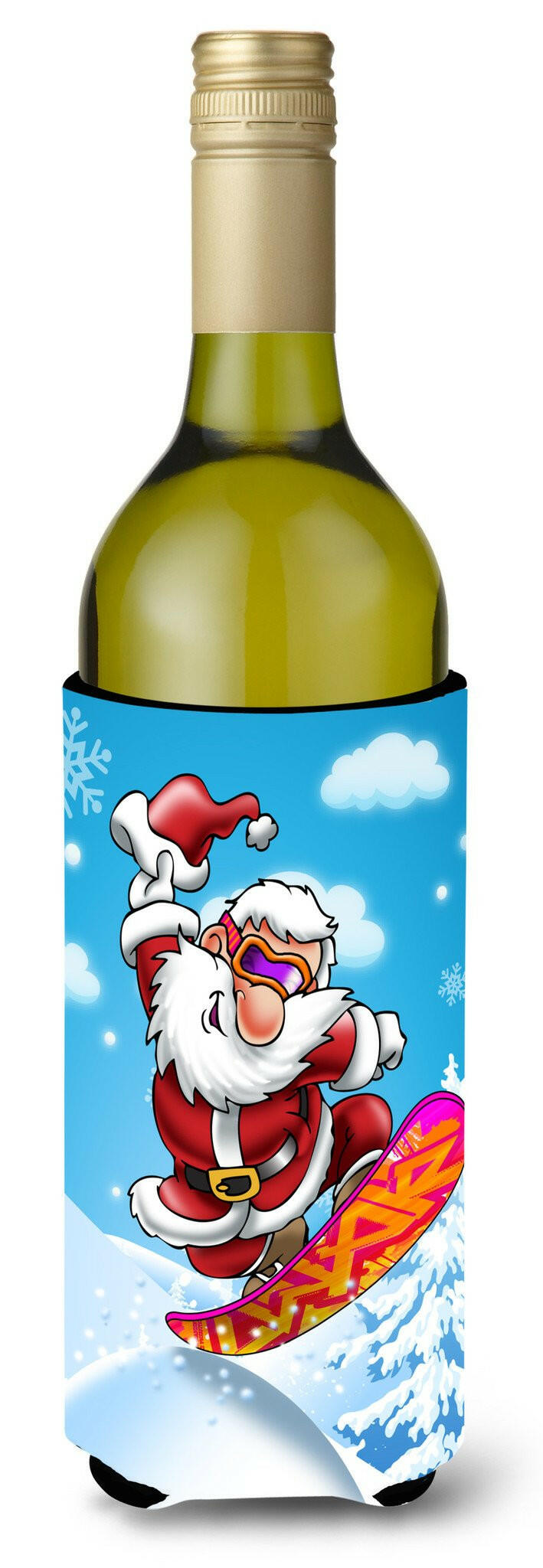 Christmas Santa Claus Snowboarding Wine Bottle Beverage Insulator Hugger APH6388LITERK by Caroline&#39;s Treasures