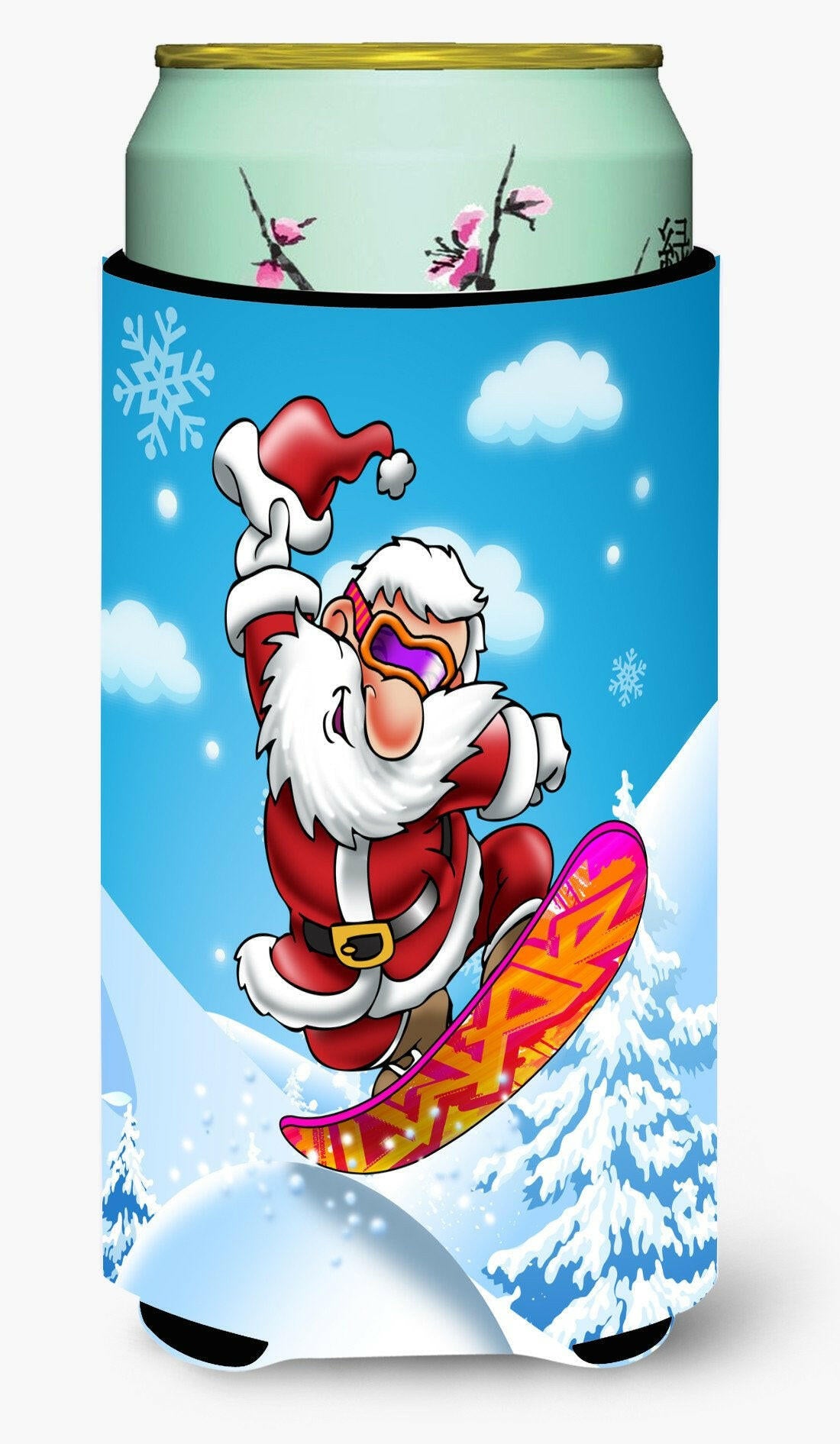 Christmas Santa Claus Snowboarding Tall Boy Beverage Insulator Hugger APH6388TBC by Caroline&#39;s Treasures