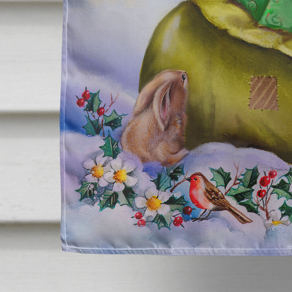 Christmas Santa Claus with Rabbits Flag Canvas House Size APH6556CHF  the-store.com.