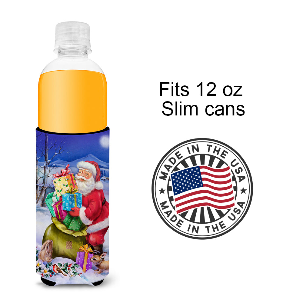 Noël Père Noël avec Lapins Ultra Beverage Isolateurs pour canettes minces APH6556MUK