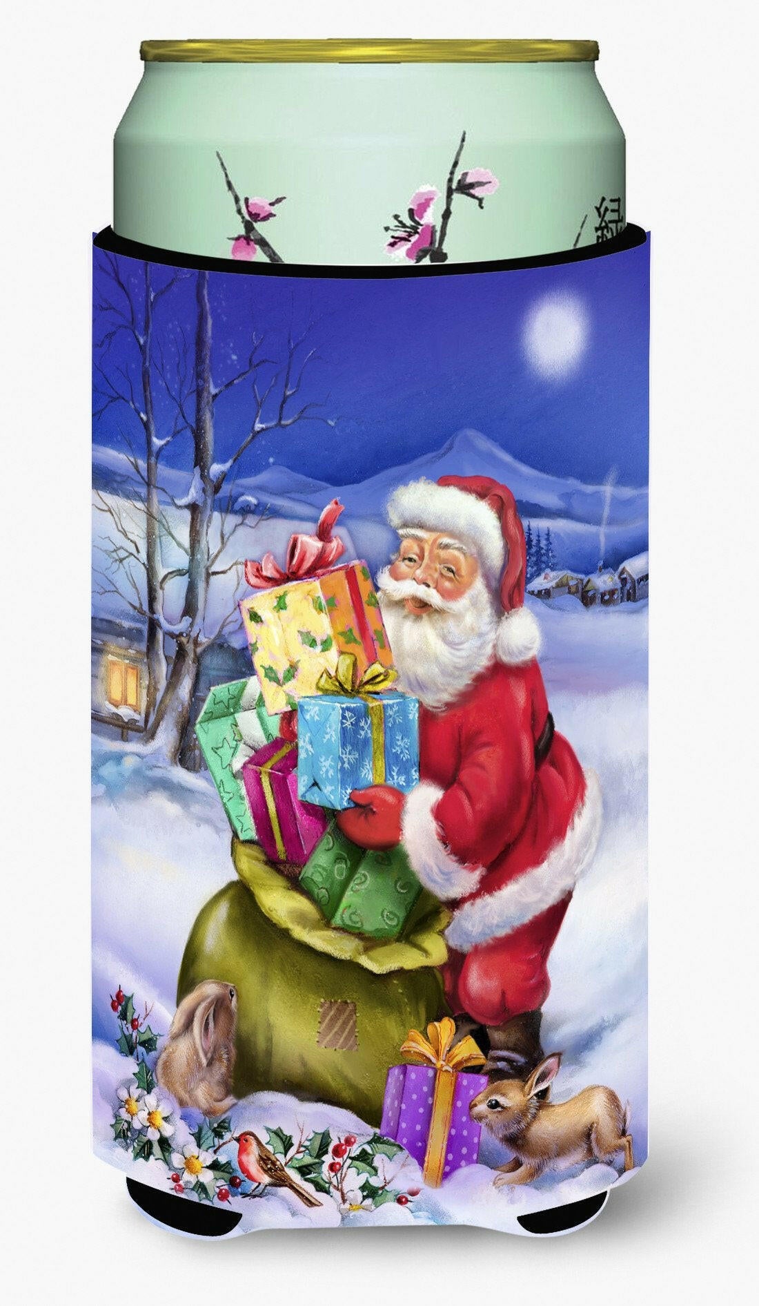 Christmas Santa Claus with Rabbits Tall Boy Beverage Insulator Hugger APH6556TBC by Caroline&#39;s Treasures