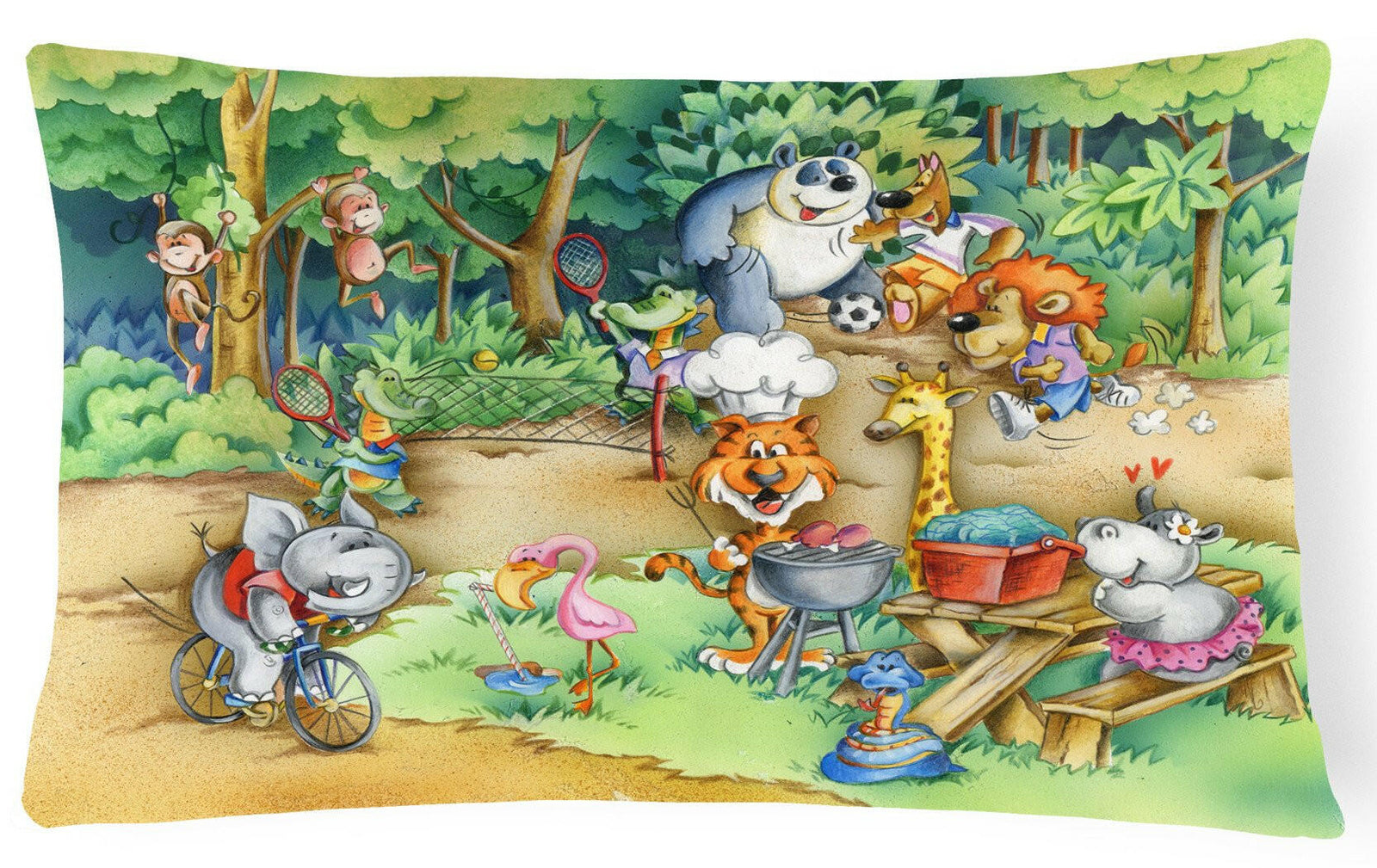 Animals at A Picnic Fabric Decorative Pillow APH6821PW1216 by Caroline's Treasures