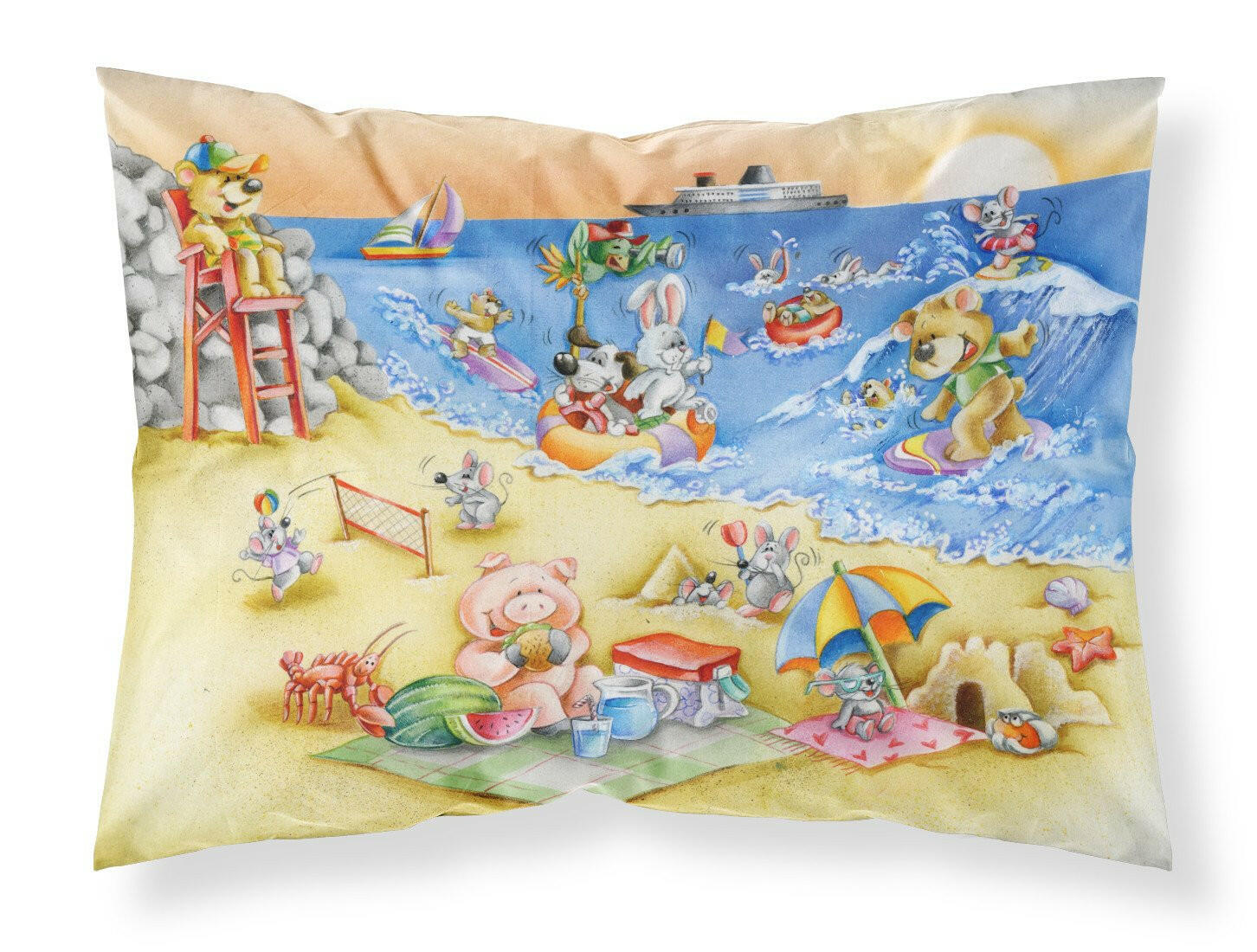 Animals Swimming at the Beach Fabric Standard Pillowcase APH6822PILLOWCASE by Caroline's Treasures