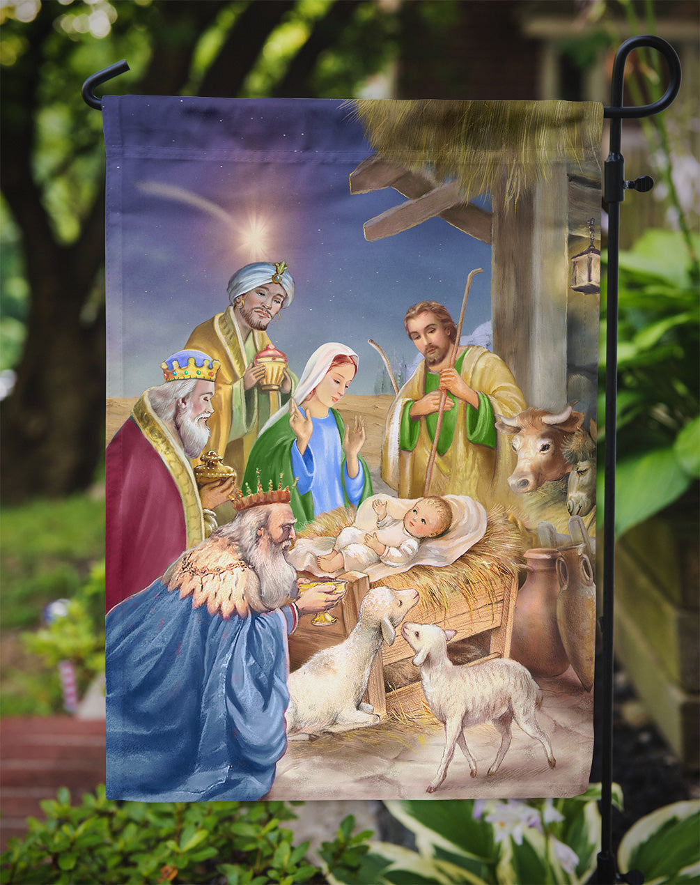 Christmas Nativity with Wise Men Flag Garden Size APH6897GF.