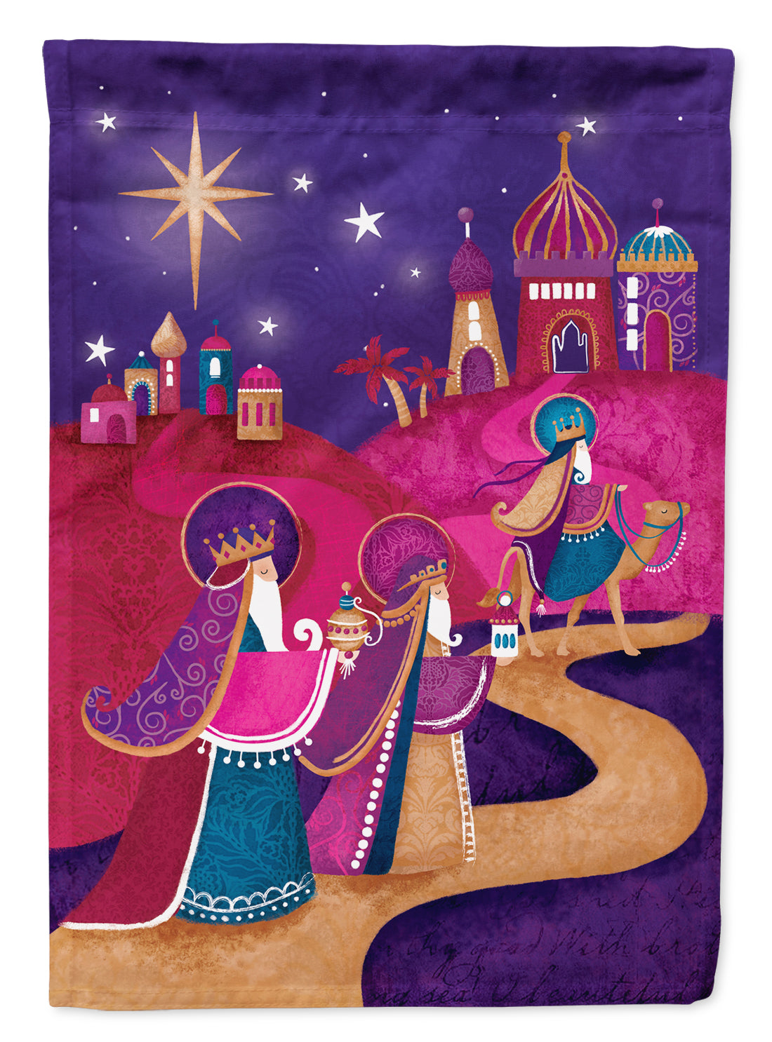 Christmas Wise Men in Purple Flag Canvas House Size APH7081CHF