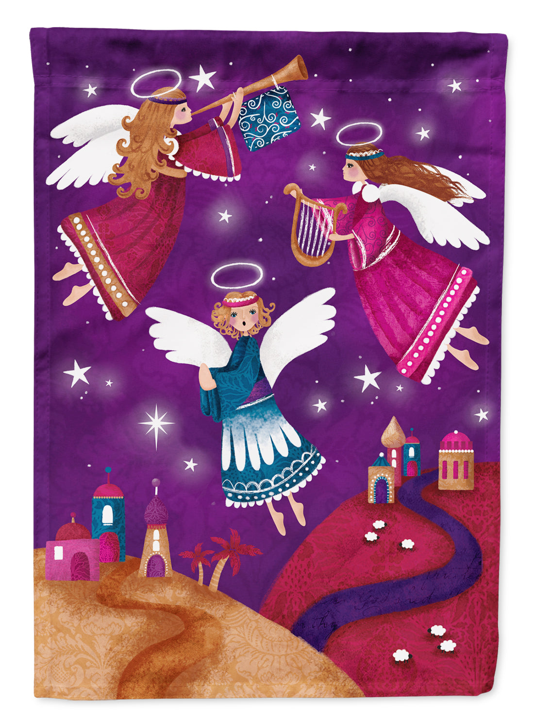 Christmas Angels in Purple Flag Canvas House Size APH7082CHF  the-store.com.
