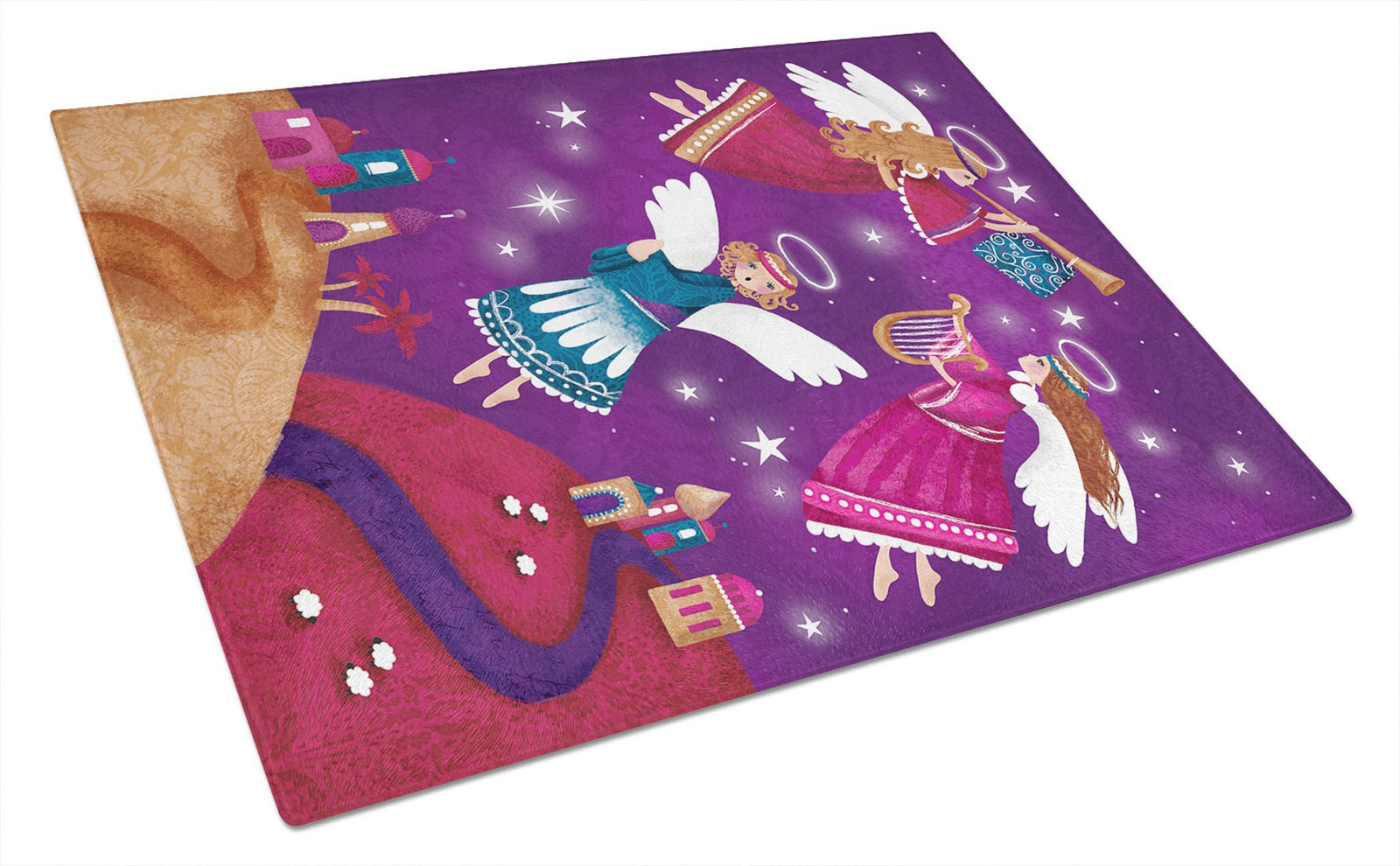 Christmas Angels in Purple Glass Cutting Board Large APH7082LCB by Caroline's Treasures