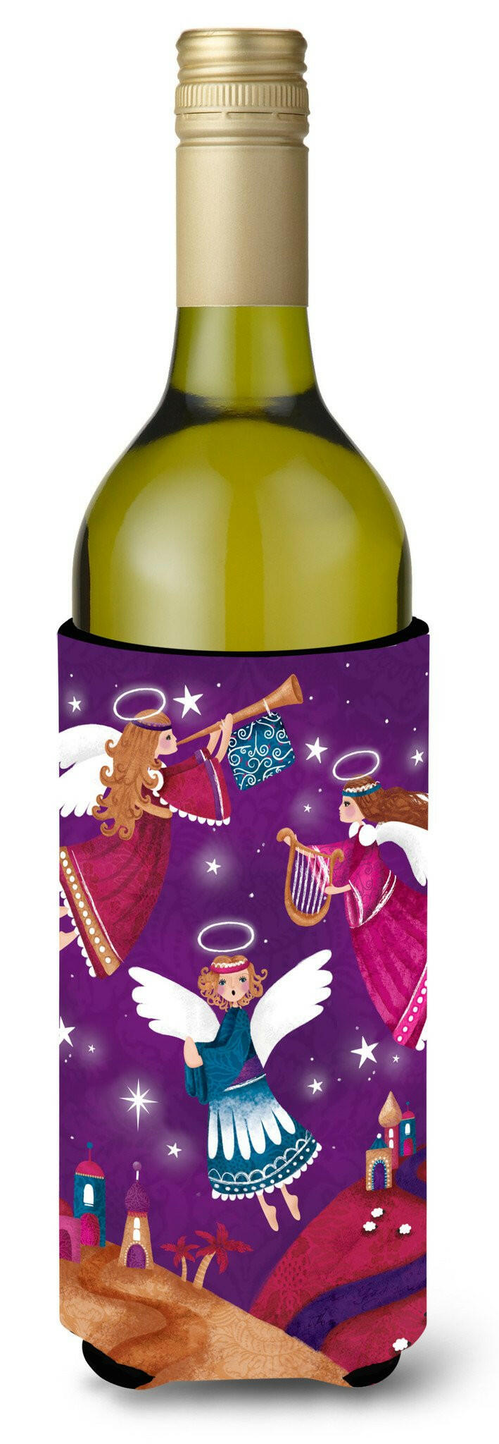 Christmas Angels in Purple Wine Bottle Beverage Insulator Hugger APH7082LITERK by Caroline's Treasures