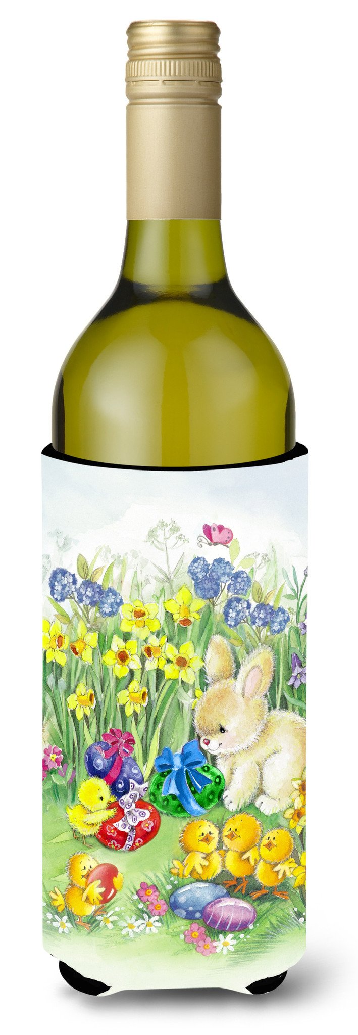 Easter Chicks and Bunny Wine Bottle Beverge Insulator Hugger APH7091LITERK by Caroline&#39;s Treasures