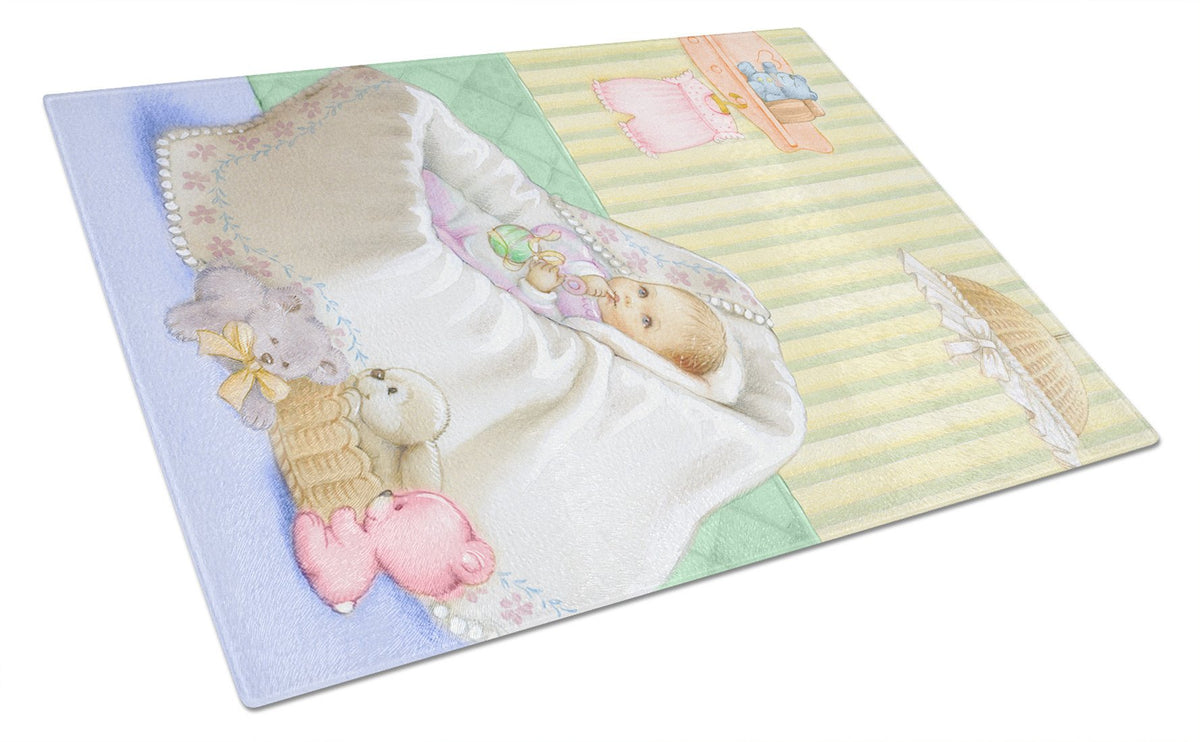New Baby in Crib Glass Cutting Board Large APH7093LCB by Caroline&#39;s Treasures