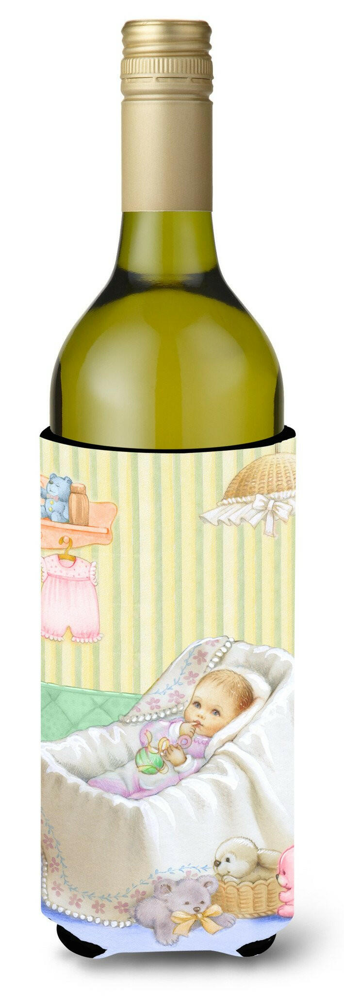New Baby in Crib Wine Bottle Beverage Insulator Hugger APH7093LITERK by Caroline&#39;s Treasures