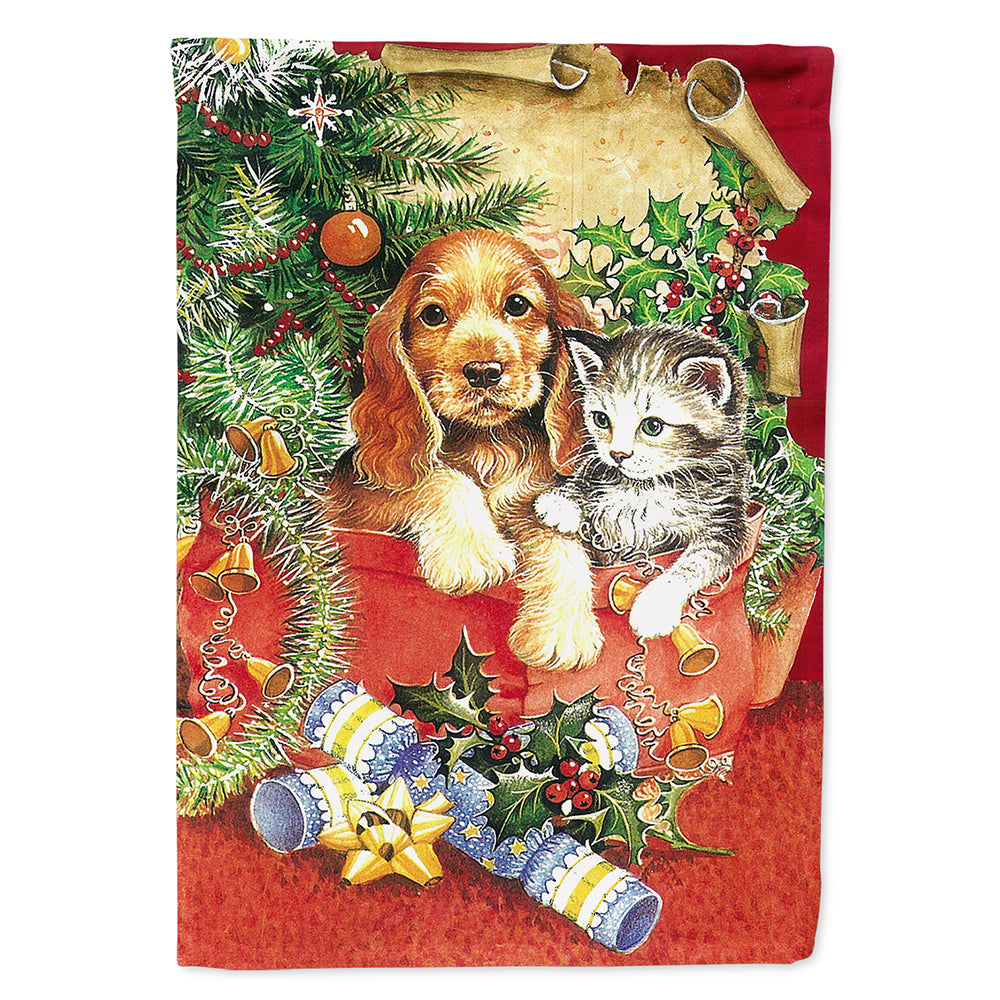 Christmas Puppy and Kitten Flag Canvas House Size APH7551CHF