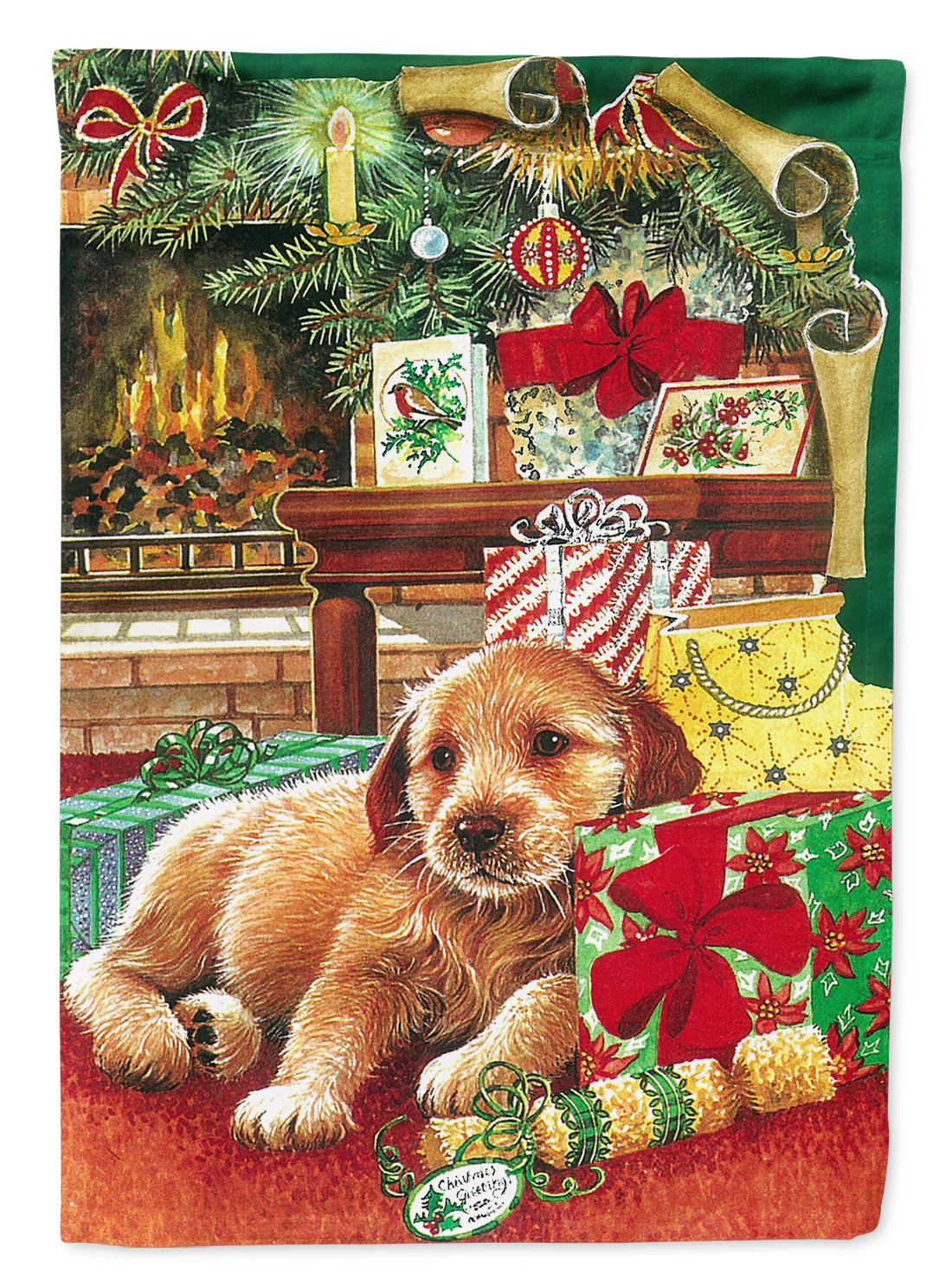 Christmas Puppy Flag Canvas House Size APH7552CHF