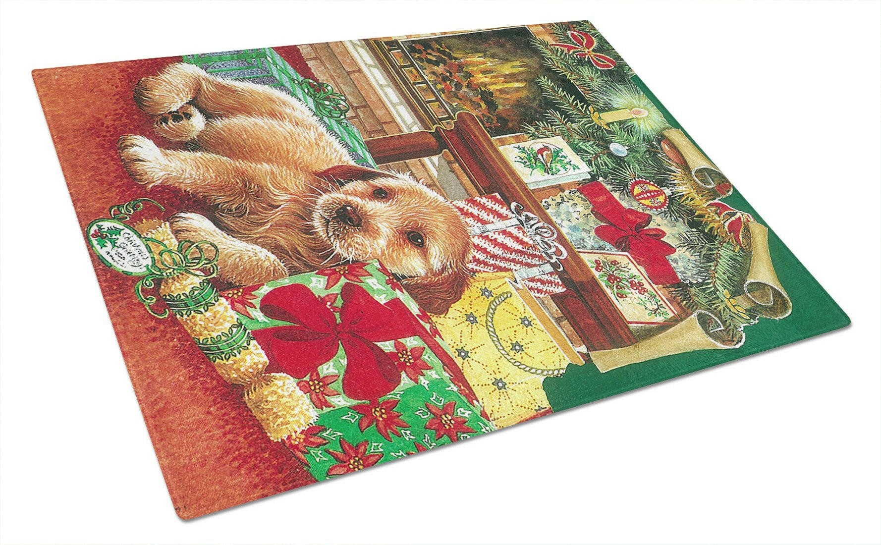 Christmas Puppy Glass Cutting Board Large APH7552LCB by Caroline's Treasures