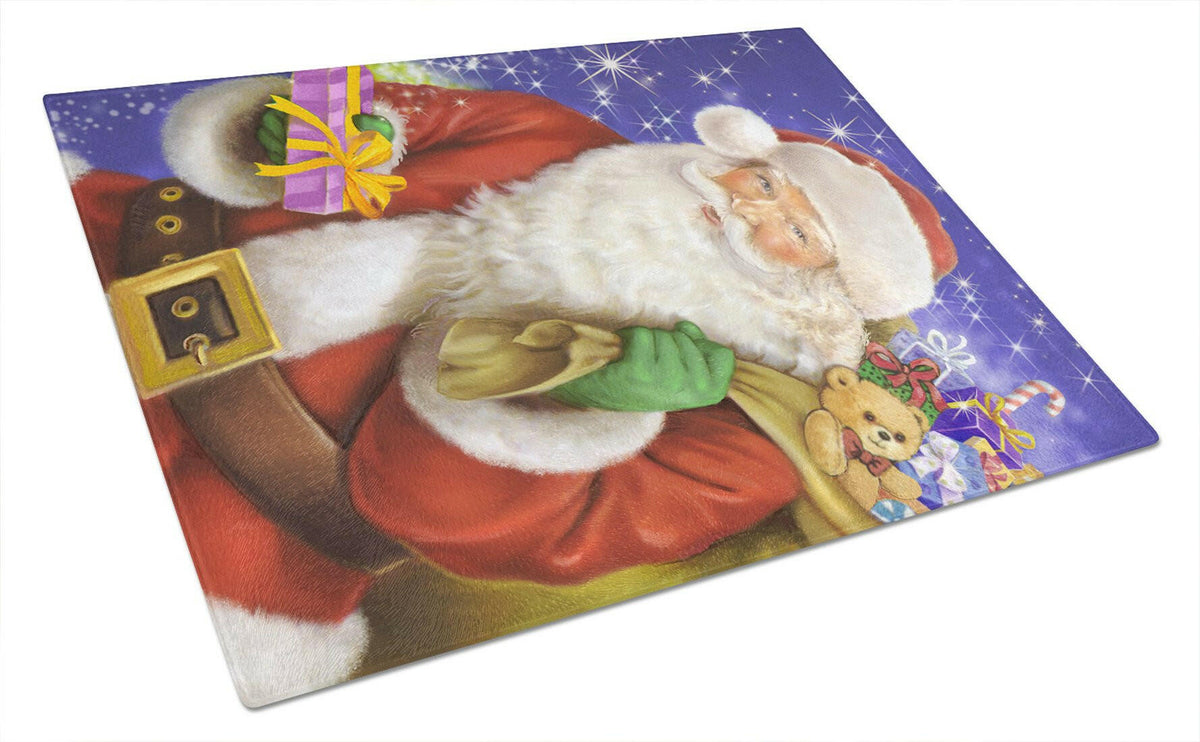 Christmas Santa Claus Ready to Work Glass Cutting Board Large APH7595LCB by Caroline&#39;s Treasures