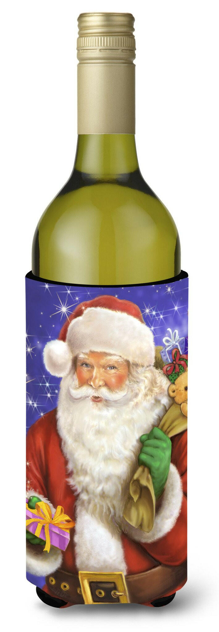 Christmas Santa Claus Ready to Work Wine Bottle Beverage Insulator Hugger APH7595LITERK by Caroline&#39;s Treasures
