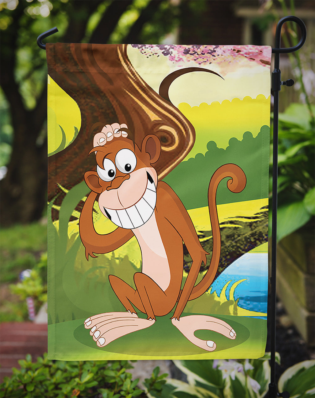 Monkey under the Tree Flag Garden Size  the-store.com.