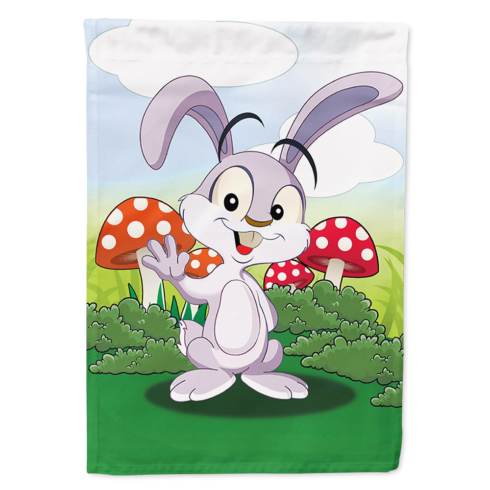 Bunny Rabbit in Mushrooms Flag Canvas House Size APH7632CHF  the-store.com.