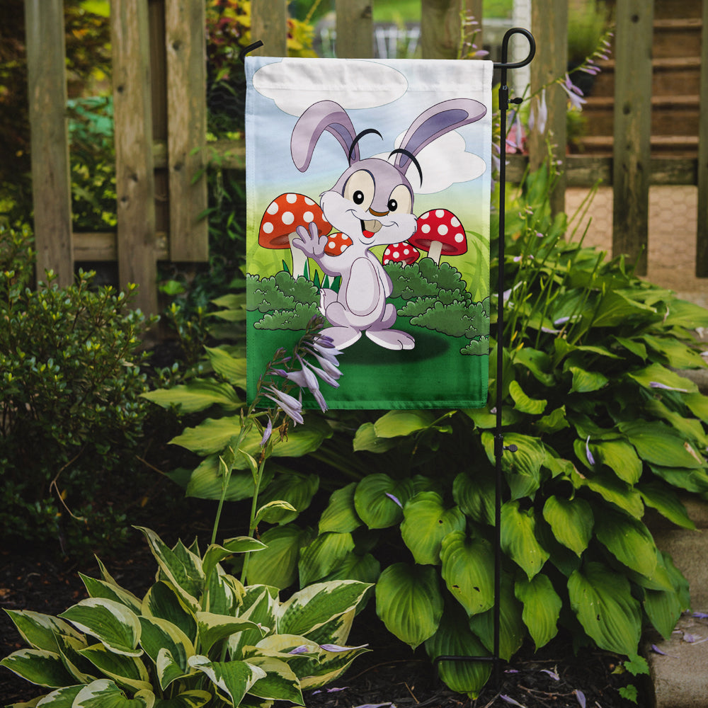 Bunny Rabbit in Mushrooms Flag Garden Size  the-store.com.