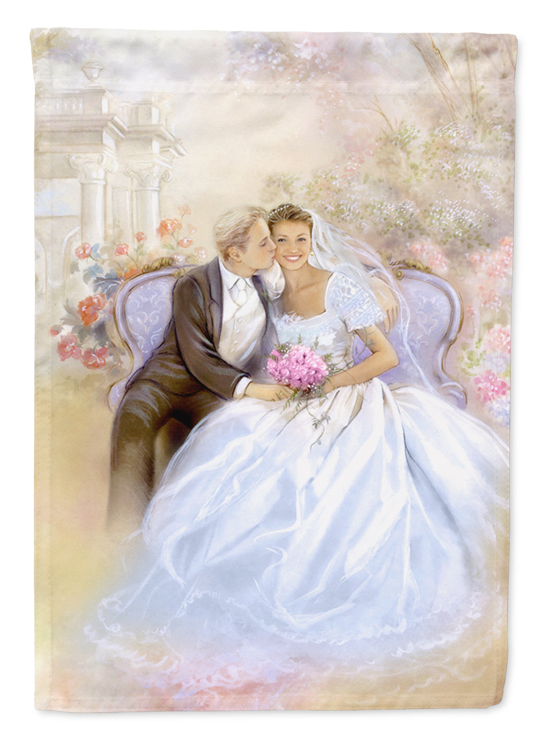 Wedding Couple Kiss Flag Canvas House Size APH8292CHF  the-store.com.