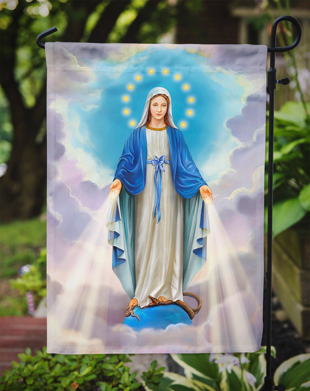 Religious Blessed Virgin Mother Mary Flag Garden Size  the-store.com.