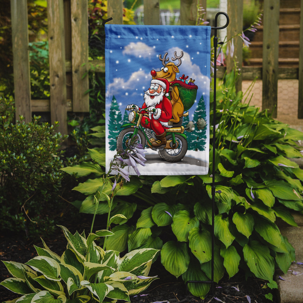 Christmas Santa Claus on a Motorcycle Flag Garden Size APH8996GF.