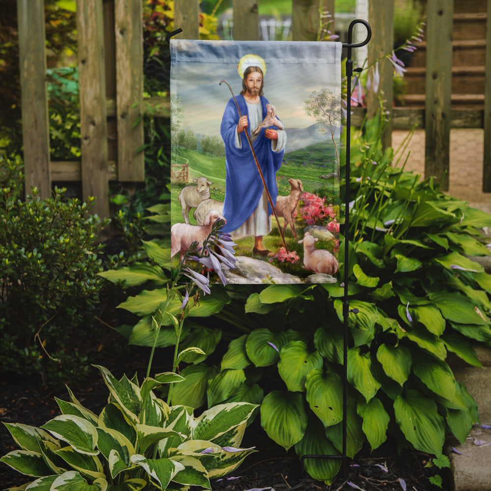 Jesus the Shepherd and his flock of sheep Flag Garden Size APH9640GF  the-store.com.