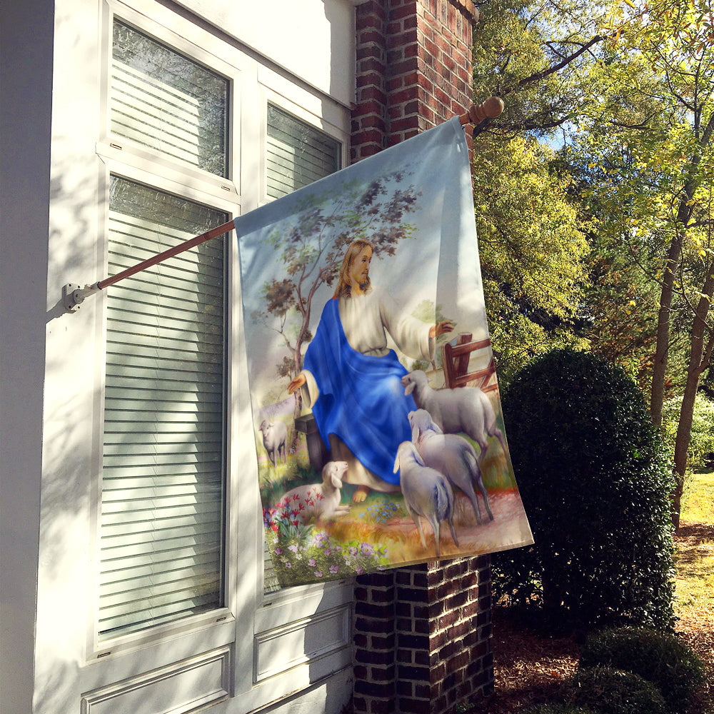 Jesus and his flock of sheep Flag Canvas House Size APH9641CHF  the-store.com.