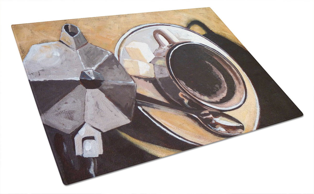 Coffee I by Roy Avis Glass Cutting Board Large ARA0086LCB by Caroline&#39;s Treasures