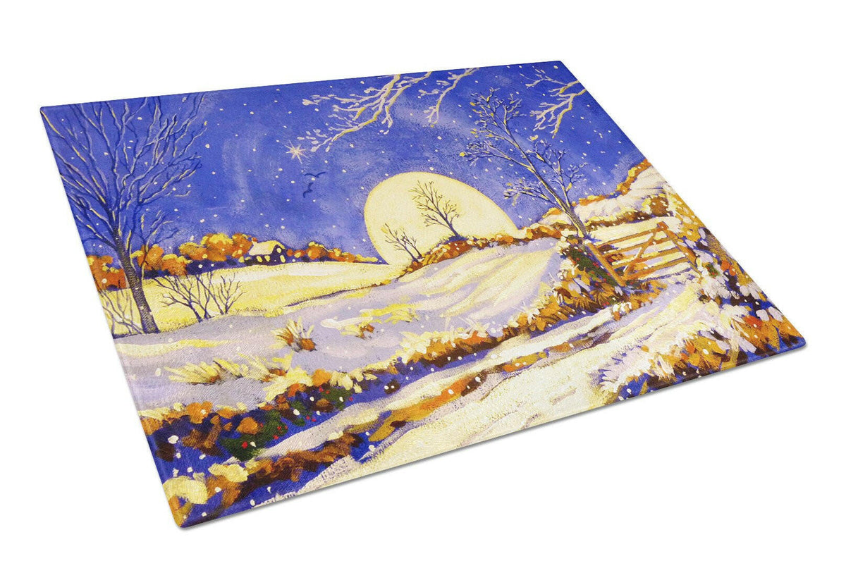 Winter Moonrise by Roy Avis Glass Cutting Board Large ARA0139LCB by Caroline&#39;s Treasures