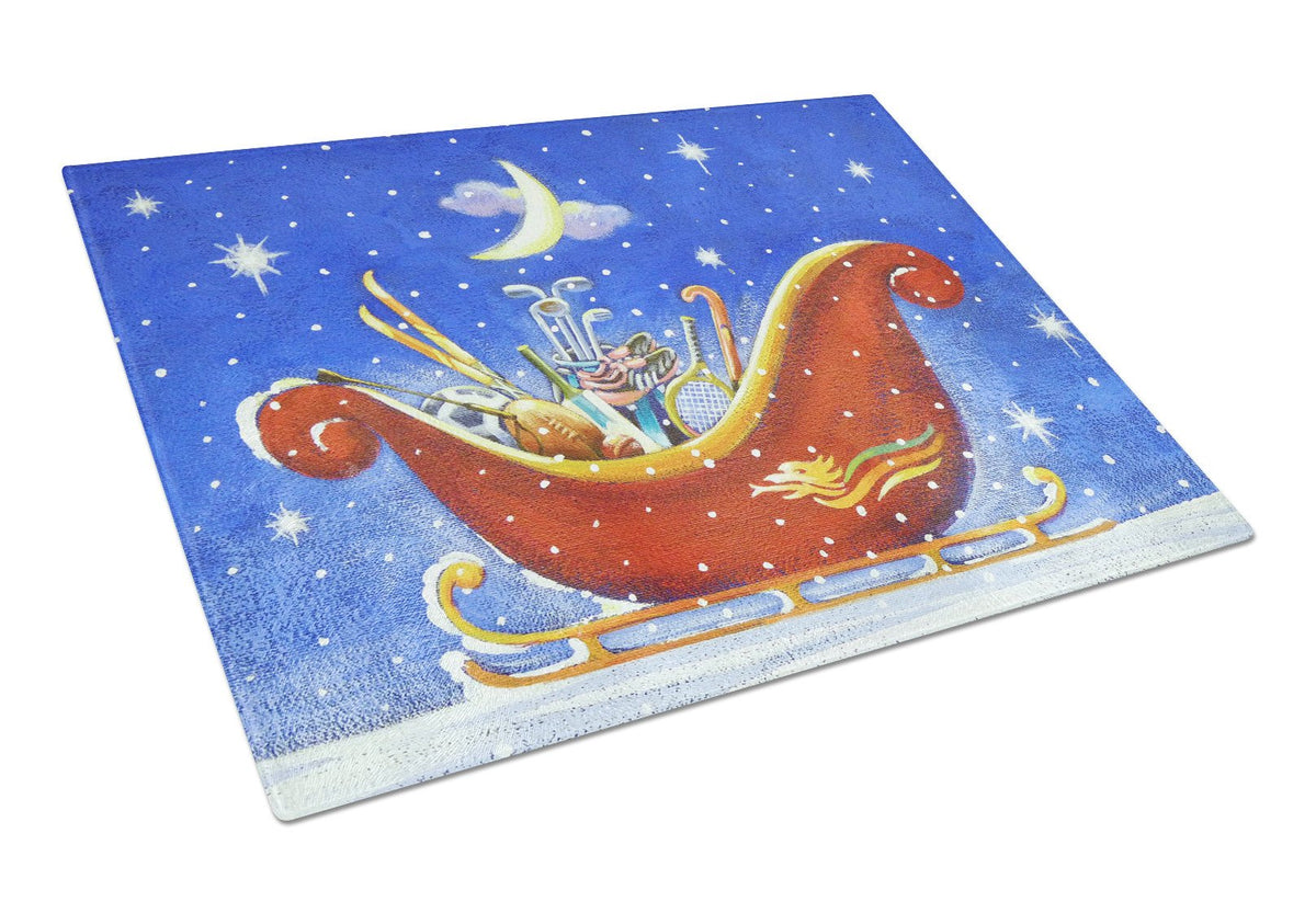 Christmas Santa&#39;s Sleigh by Roy Avis Glass Cutting Board Large ARA0143LCB by Caroline&#39;s Treasures