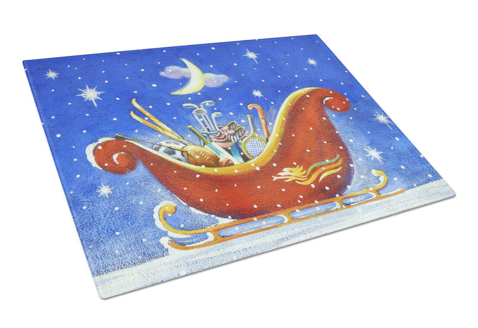 Christmas Santa's Sleigh by Roy Avis Glass Cutting Board Large ARA0143LCB by Caroline's Treasures