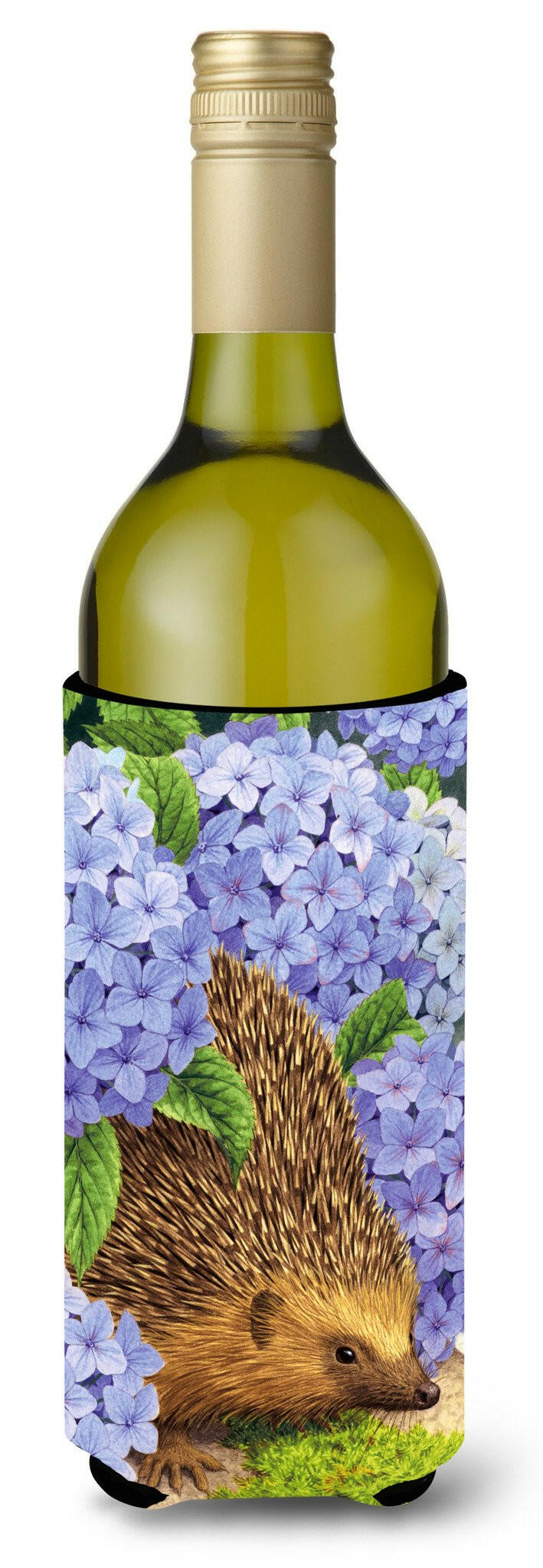 Hedgehog &amp; Hydrangea Wine Bottle Beverage Insulator Hugger ASA2001LITERK by Caroline&#39;s Treasures