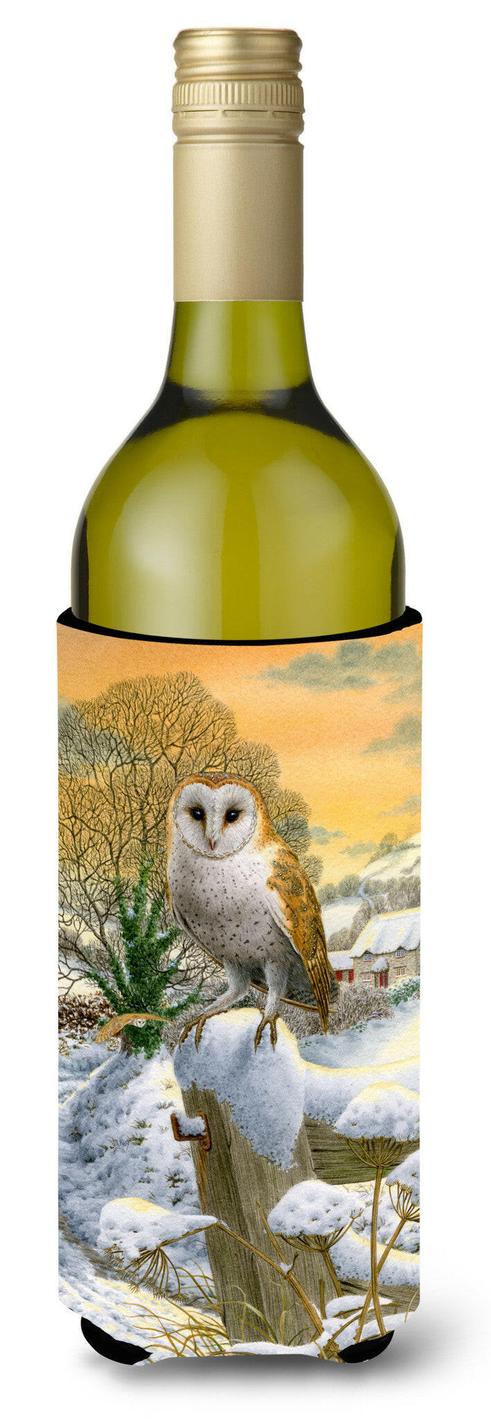 Sunset Barn Owl Wine Bottle Beverage Insulator Hugger ASA2002LITERK by Caroline&#39;s Treasures