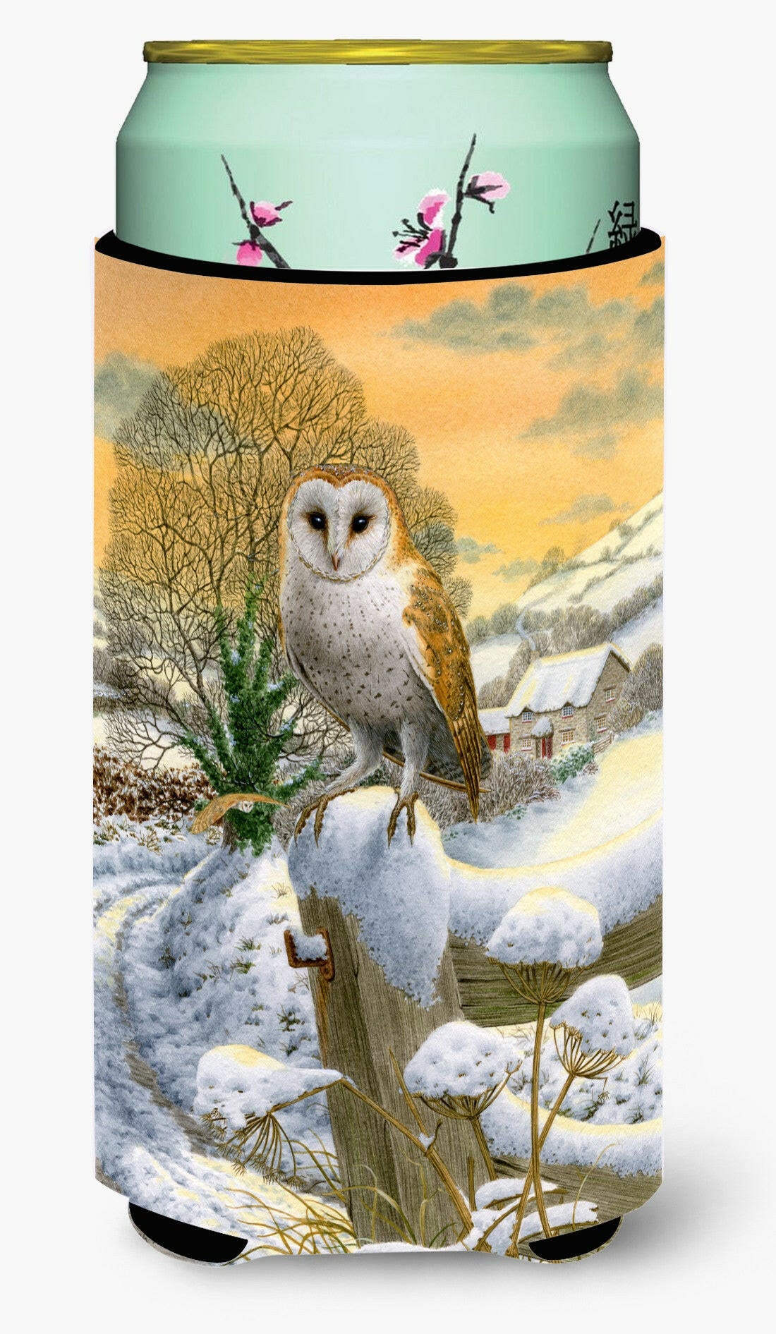 Sunset Barn Owl Tall Boy Beverage Insulator Hugger ASA2002TBC by Caroline&#39;s Treasures