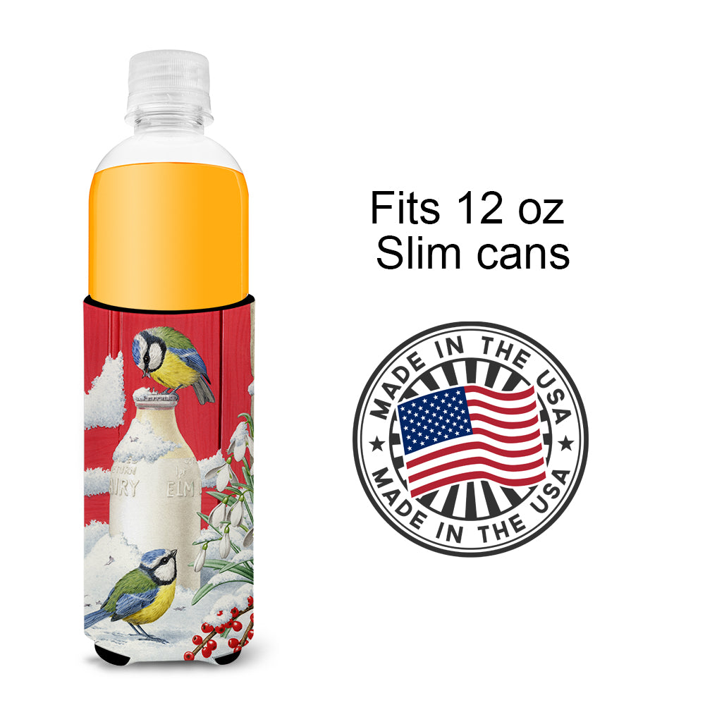 Eurasian Blue Tits Birds & Milk Bottles Ultra Beverage Insulators for slim cans ASA2003MUK