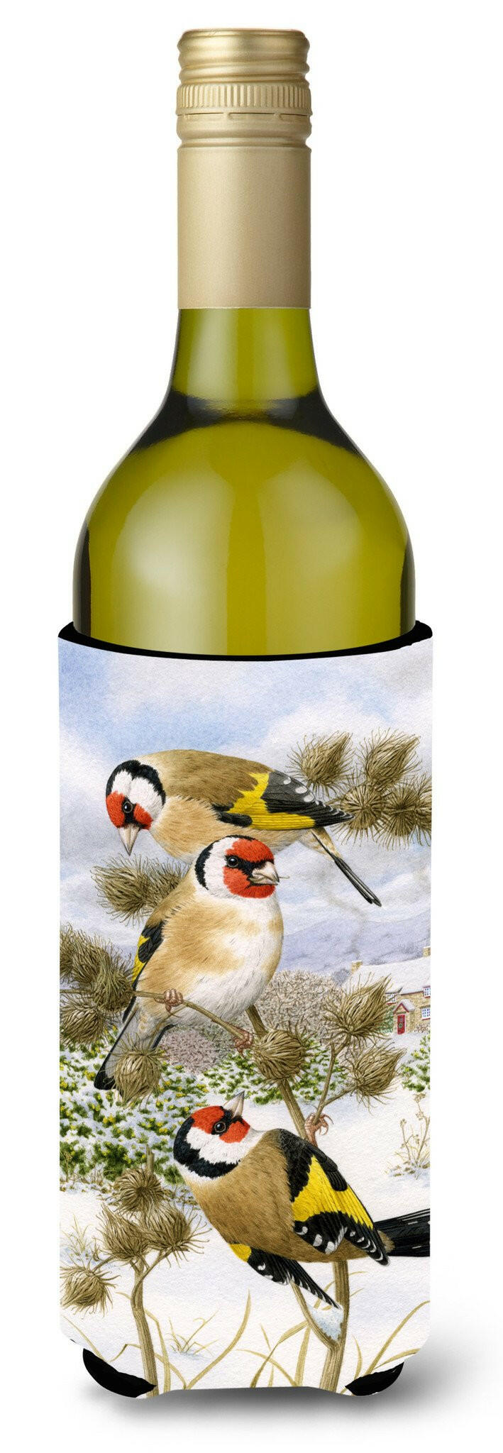 European Goldfinch Wine Bottle Beverage Insulator Hugger ASA2007LITERK by Caroline&#39;s Treasures
