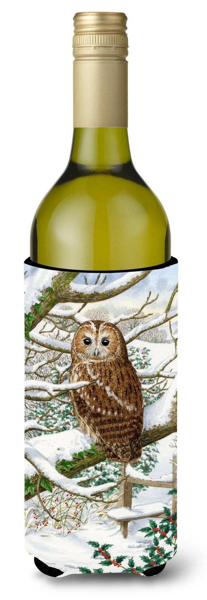 Tawny Owl Wine Bottle Beverage Insulator Hugger ASA2008LITERK by Caroline&#39;s Treasures