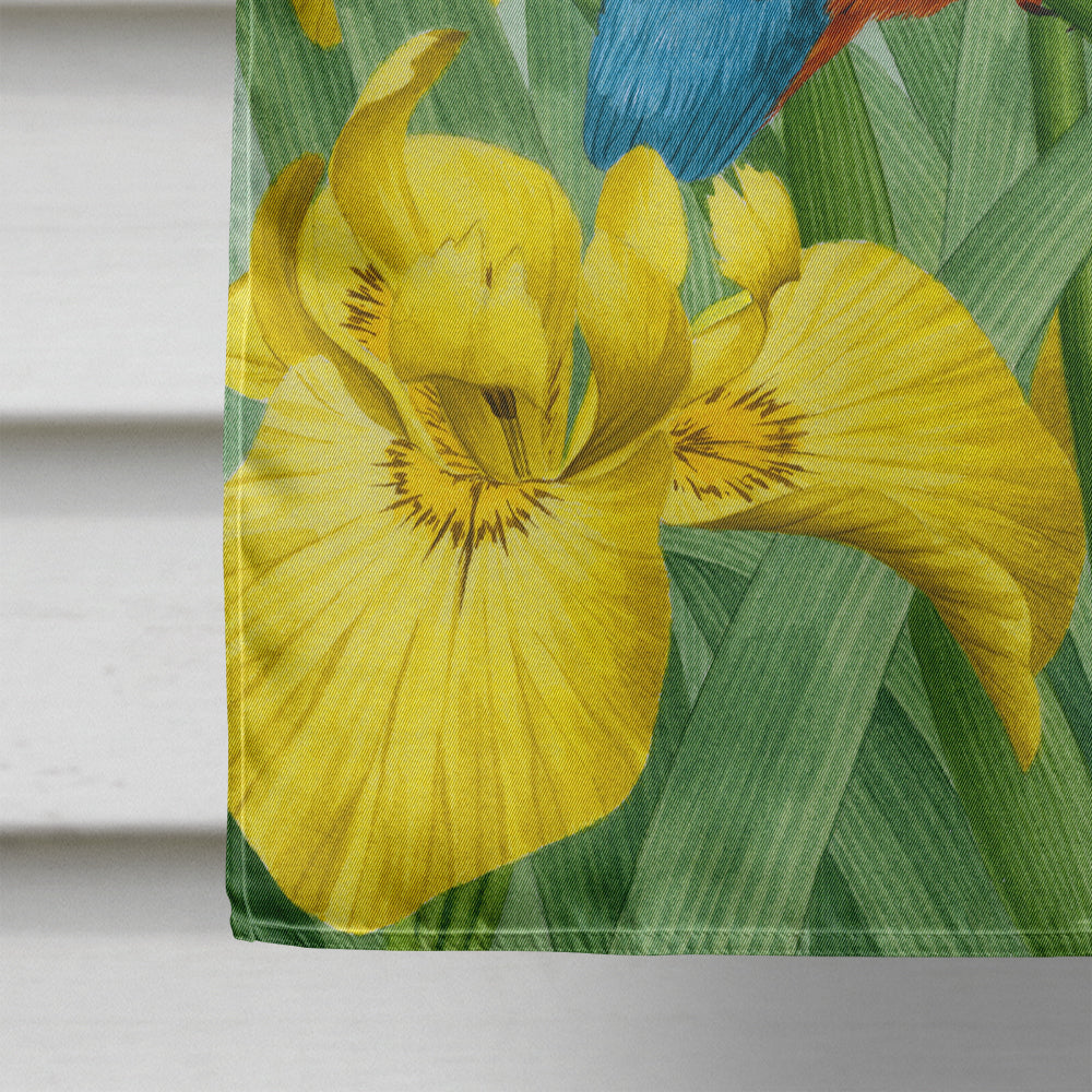 Kingfisher in Yellow Irises Flag Canvas House Size ASA2009CHF  the-store.com.